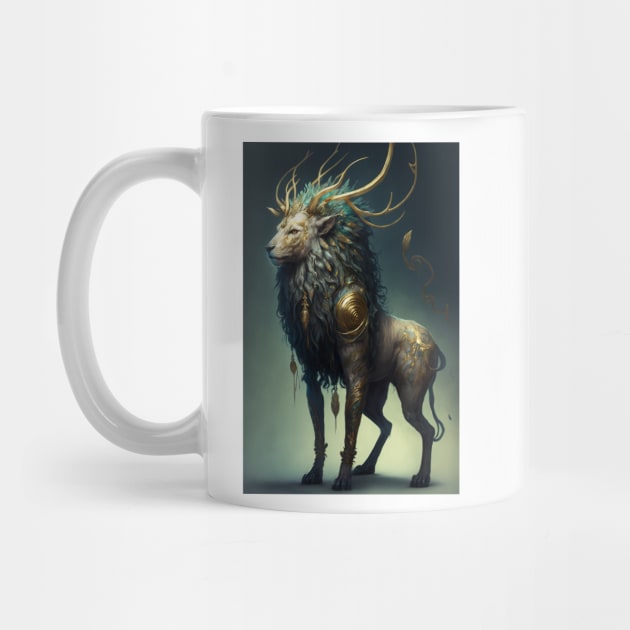 The Divine Chimera: A Fusion of Lion and Deer in One Mythical Being by styleandlife